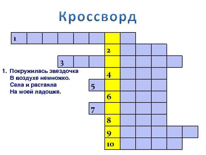 1 2 3 1. Покружилась звездочка В воздухе немножко. Села и растаяла На моей