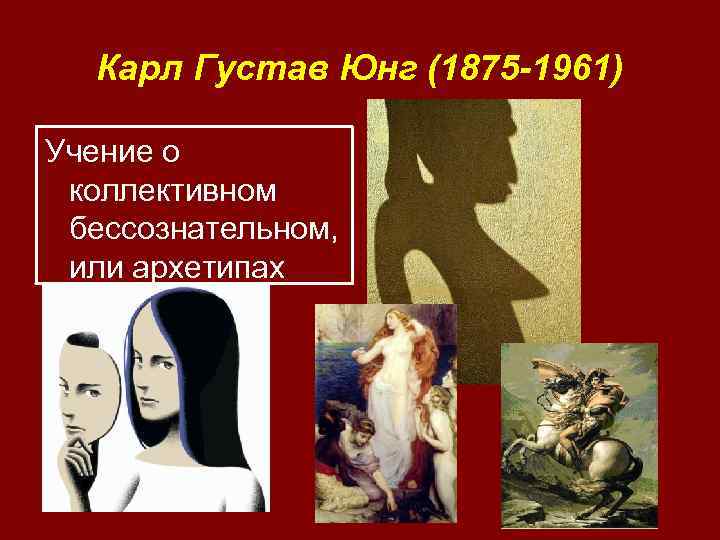 Карл Густав Юнг (1875 -1961) Учение о коллективном бессознательном, или архетипах 