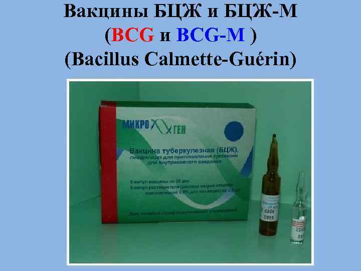 Вакцины БЦЖ и БЦЖ-М (BCG и BCG-М ) (Bacillus Calmette-Guérin) 