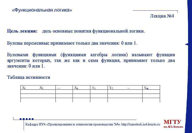  «Функциональная логика» Лекция № 4 Цель лекции: : дать основные понятия функциональной логики.