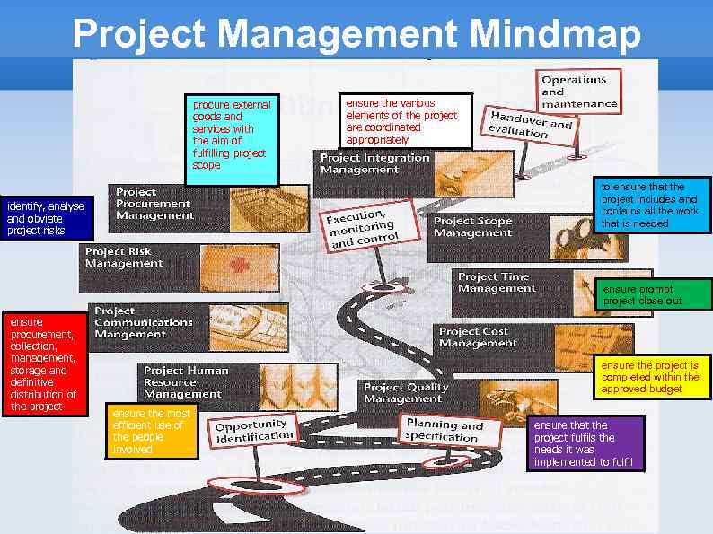 Project Management Mindmap procure external goods and services with the aim of fulfilling project