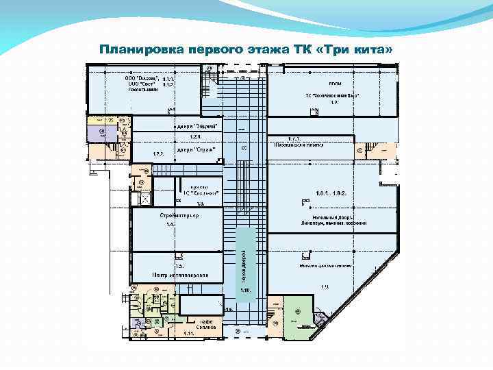 Планировка первого этажа ТК «Три кита» 