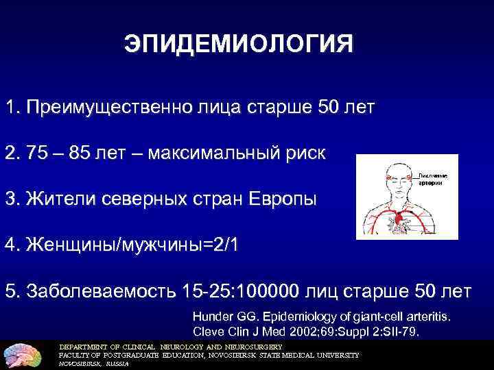 ЭПИДЕМИОЛОГИЯ 1. Преимущественно лица старше 50 лет 2. 75 – 85 лет – максимальный