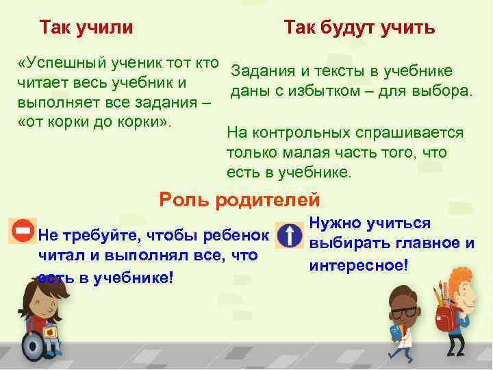 Так учили Так будут учить «Успешный ученик тот кто Задания и тексты в учебнике