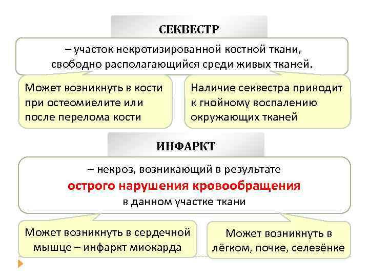 СЕКВЕСТР – участок некротизированной костной ткани, свободно располагающийся среди живых тканей. Может возникнуть в