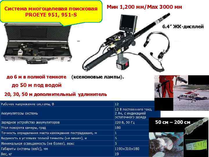 Система многоцелевая поисковая PROEYE 951, 951 -S Мин 1, 200 мм/Max 3000 мм 6.