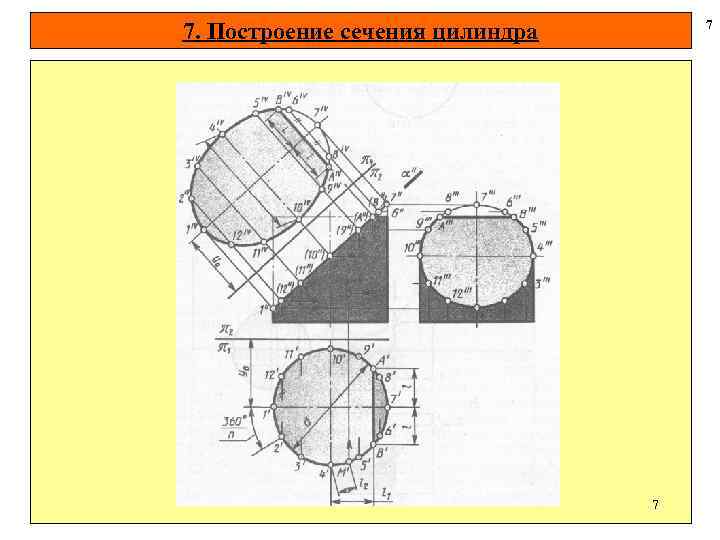 7 7. Построение сечения цилиндра 7 