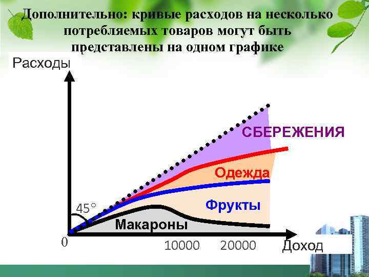 Дополнительно: кривые расходов на несколько потребляемых товаров могут быть представлены на одном графике Расходы