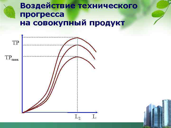 Воздействие технического прогресса на совокупный продукт ТР ТРmax L 2 L 