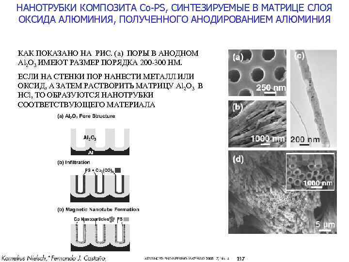 НАНОТРУБКИ КОМПОЗИТА Co-PS, СИНТЕЗИРУЕМЫЕ В МАТРИЦЕ СЛОЯ ОКСИДА АЛЮМИНИЯ, ПОЛУЧЕННОГО АНОДИРОВАНИЕМ АЛЮМИНИЯ КАК ПОКАЗАНО
