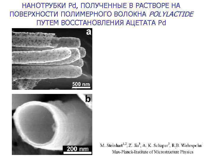 НАНОТРУБКИ Pd, ПОЛУЧЕННЫЕ В РАСТВОРЕ НА ПОВЕРХНОСТИ ПОЛИМЕРНОГО ВОЛОКНА POLYLACTIDE ПУТЕМ ВОССТАНОВЛЕНИЯ АЦЕТАТА Pd