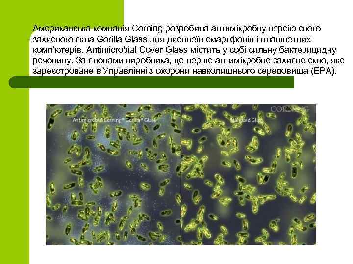 Американська компанія Corning розробила антимікробну версію свого захисного скла Gorilla Glass для дисплеїв смартфонів