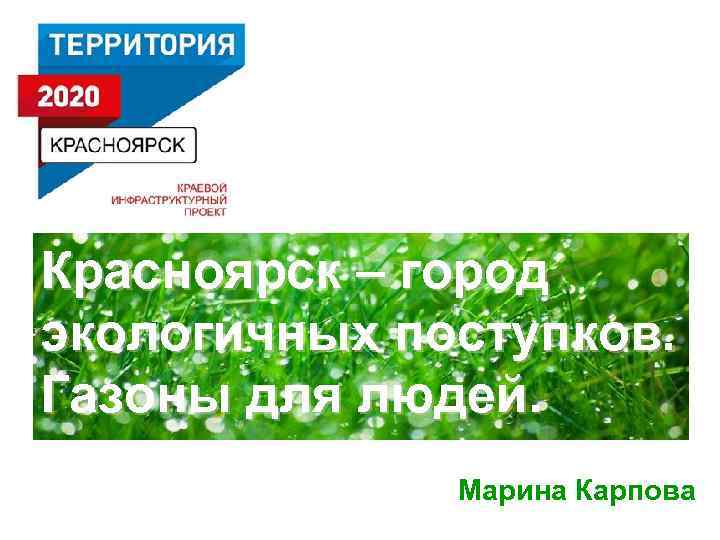 Красноярск – город экологичных поступков. Газоны для людей. Марина Карпова 