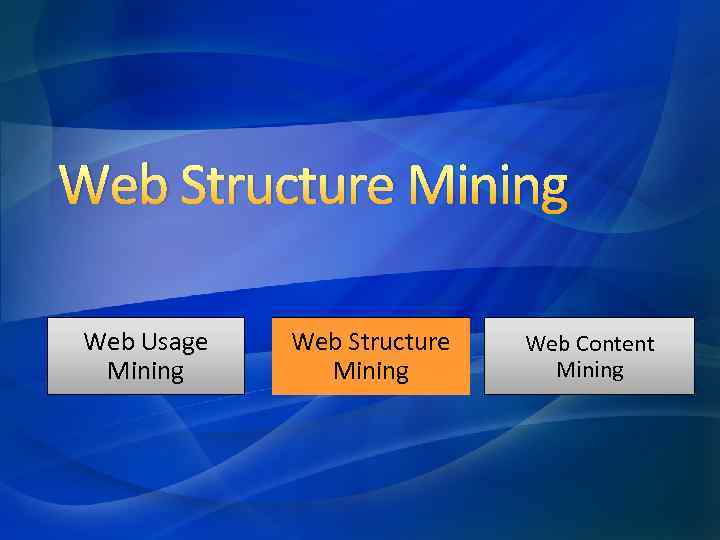 Web Structure Mining Web Usage Mining Web Structure Mining Web Content Mining 