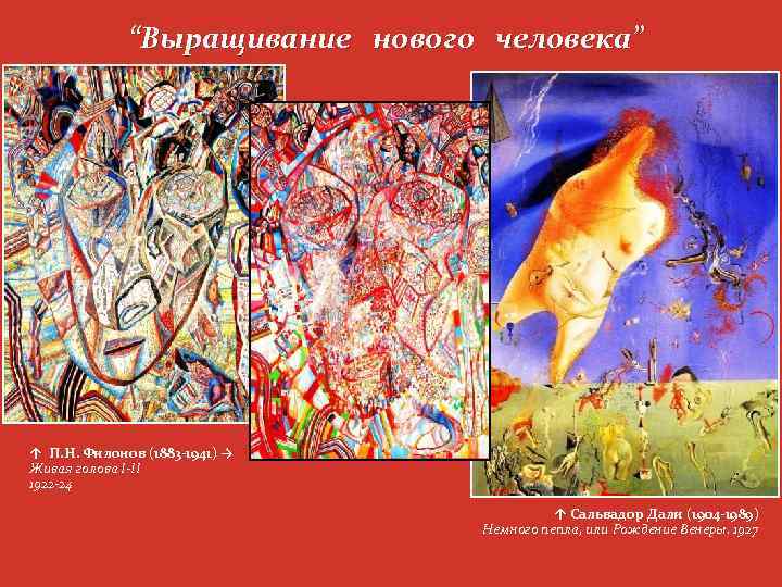 “Выращивание нового человека” ↑ П. Н. Филонов (1883 -1941) → Живая голова I II