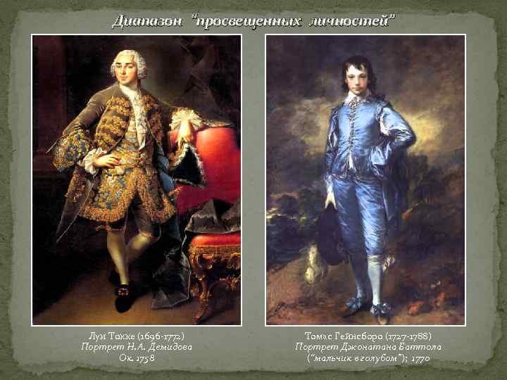 Диапазон “просвещенных личностей” Луи Токке (1696 -1772) Портрет Н. А. Демидова Ок. 1758 Томас