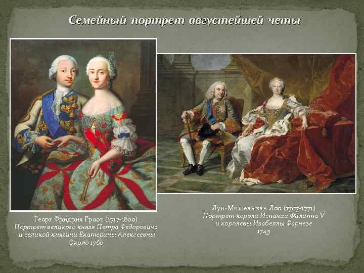 Семейный портрет августейшей четы Георг Фридрих Гроот (1717 -1800) Портрет великого князя Петра Федоровича