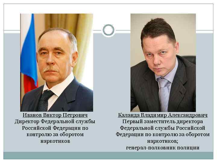 Иванов Виктор Петрович Директор Федеральной службы Российской Федерации по контролю за оборотом наркотиков Каланда