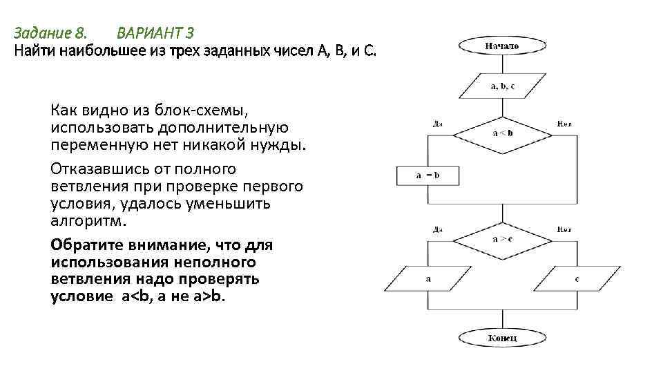 Среди трех чисел найди минимальное