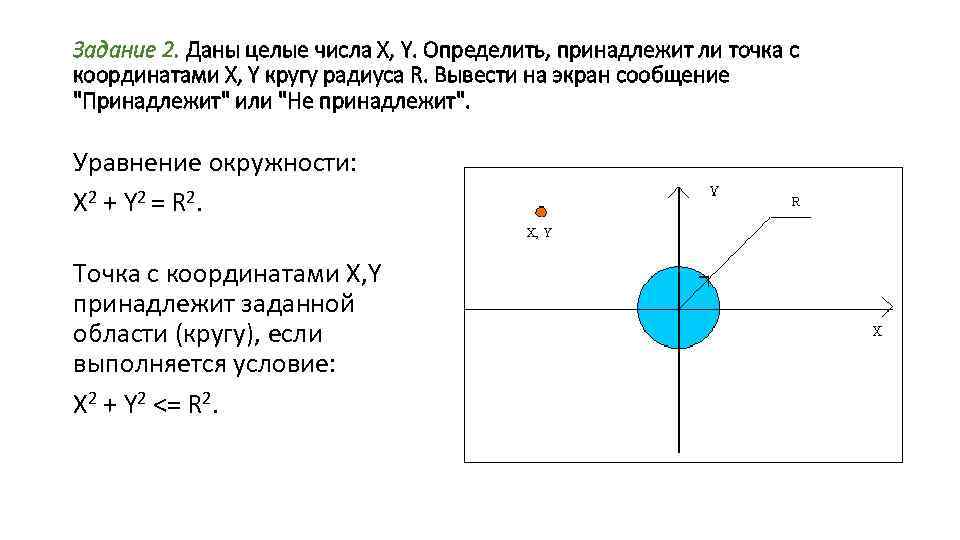 Принадлежат ли точки 1 1. Принадлежит ли точка окружности по координатам. Принадлежит ли точка с координатами. Задание по программированию: принадлежит ли точка кругу. Уравнение окружности принадлежит ли точка.