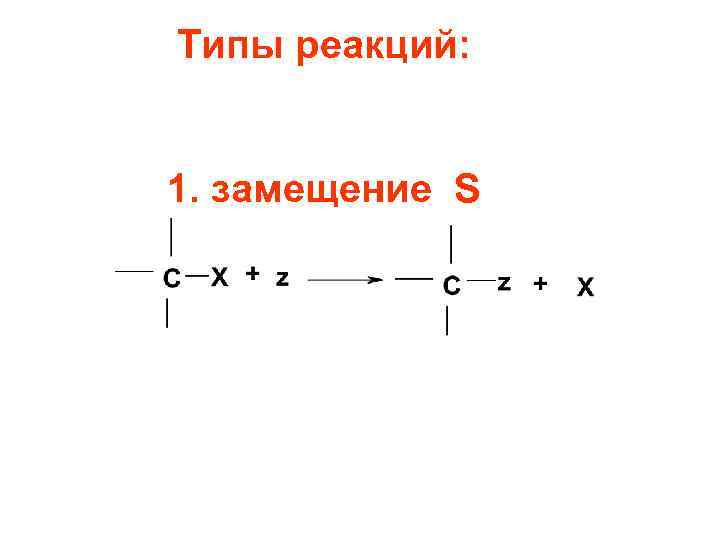 Типы реакций: 1. замещение S 