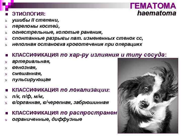 ГЕМАТОМА n ь ь ь n ь ь n ь haematoma ЭТИОЛОГИЯ: ушибы II