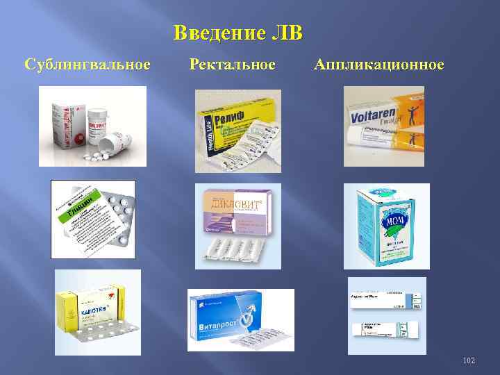 Введение ЛВ Сублингвальное Ректальное Аппликационное 102 