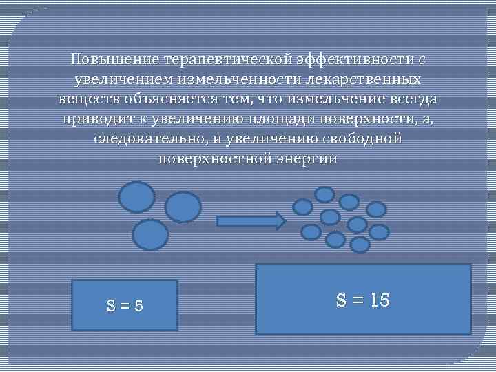 Повышение терапевтической эффективности с увеличением измельченности лекарственных веществ объясняется тем, что измельчение всегда приводит