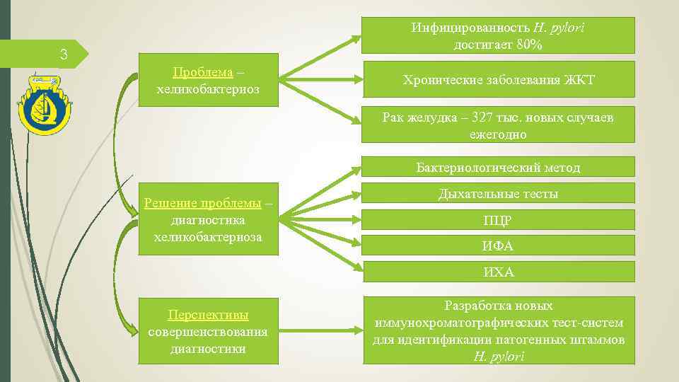 Инфицированность H. pylori достигает 80% 3 Проблема – хеликобактериоз Хронические заболевания ЖКТ Рак желудка
