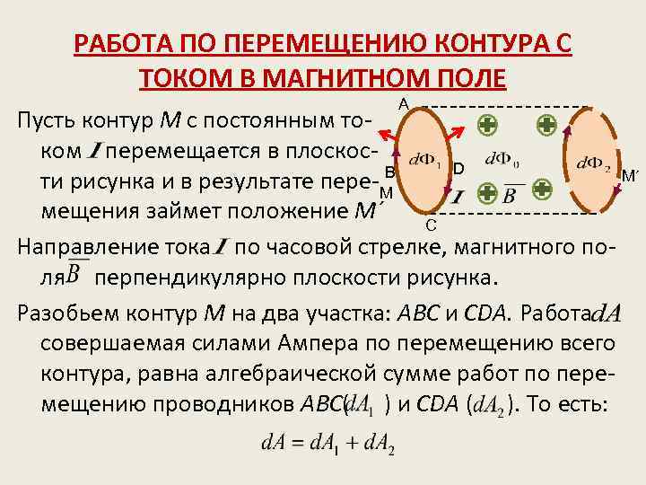 Контур с током в магнитном. Работа перемещения контура с током в магнитном поле. Работа по перемещению контура с током. Работа по перемещению контура в магнитном поле. Работа по перемещению контура с током в магнитном поле.