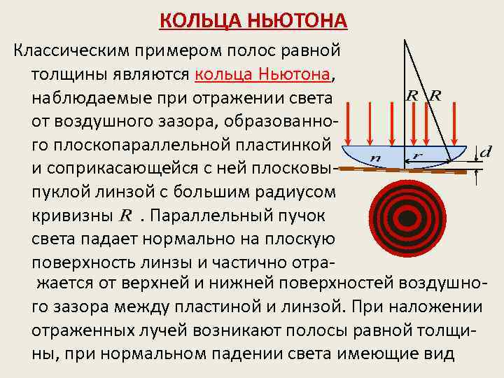 Кольца ньютона в отраженном свете