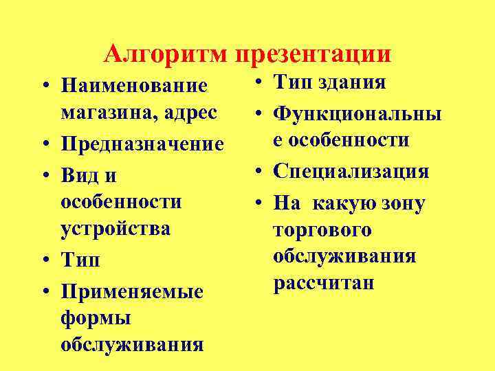 Алгоритм презентации • Наименование магазина, адрес • Предназначение • Вид и особенности устройства •