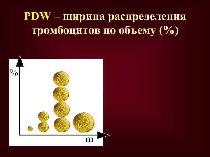 PDW – ширина распределения тромбоцитов по объему (%) % m 