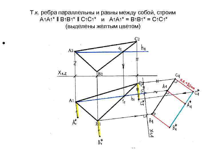 Т. к. ребра параллельны и равны между собой, строим А 1 А 1* ‖