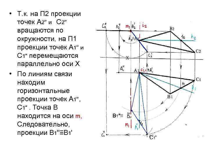  • Т. к. на П 2 проекции точек А 2'‘ и С 2'‘