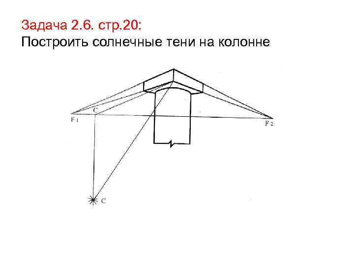 Задача 2. 6. стр. 20: Построить солнечные тени на колонне 