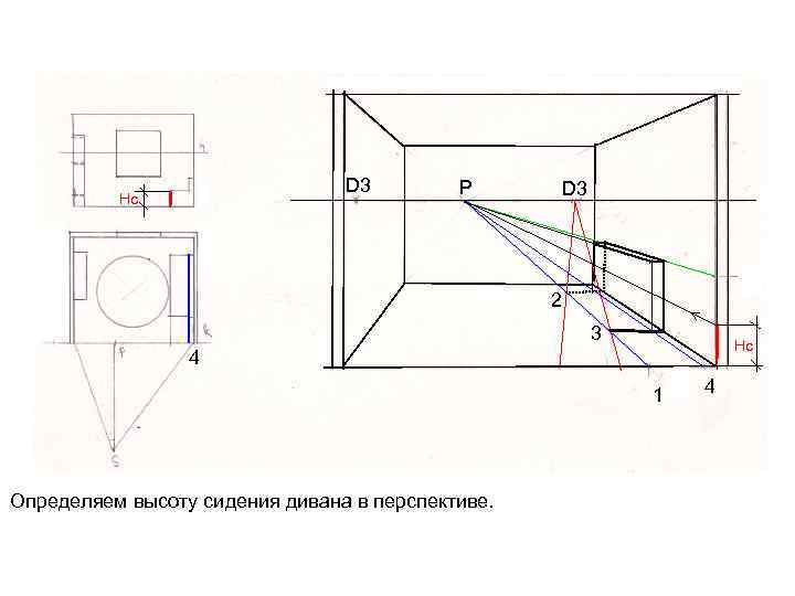 D 3 Нс Р D 3 2 3 Нс 4 1 Определяем высоту сидения