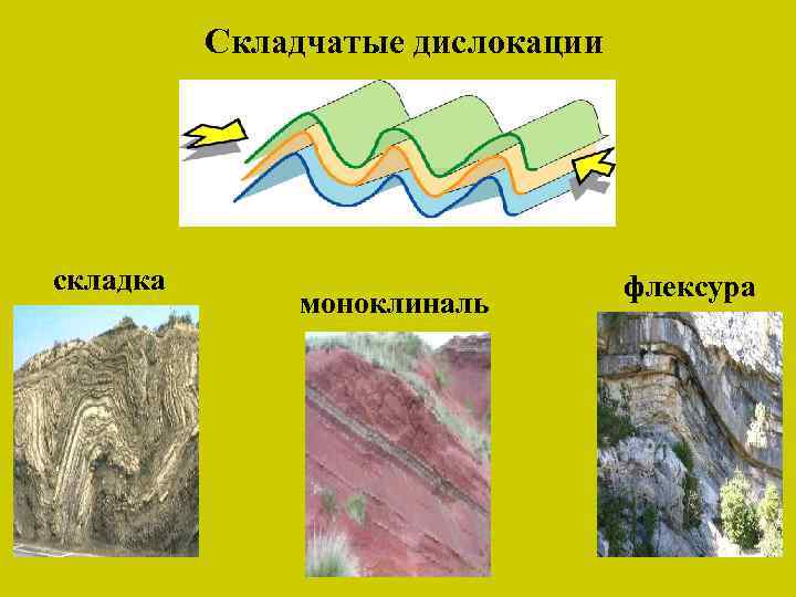 Складчатые дислокации складка моноклиналь флексура 