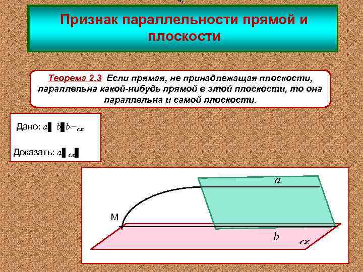 Параллельность прямой и плоскости работа