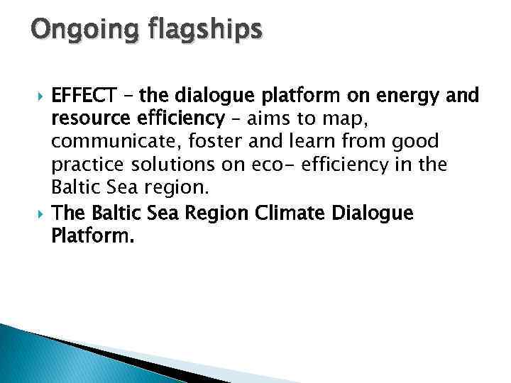 Ongoing flagships EFFECT – the dialogue platform on energy and resource efficiency – aims