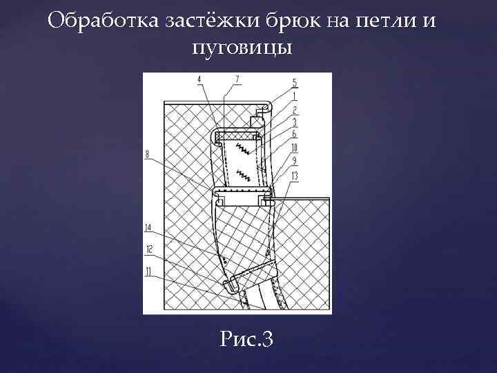 Обработка застёжки брюк на петли и пуговицы Рис. 3 