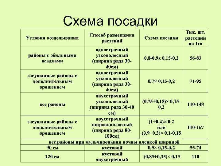 Схема посадки 