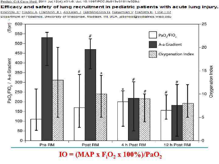 IO = (MAP x Fi. O 2 x 100%)/Pa. O 2 