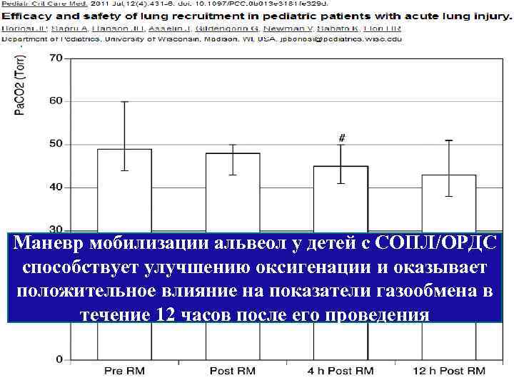 Маневр мобилизации альвеол у детей с СОПЛ/ОРДС способствует улучшению оксигенации и оказывает положительное влияние