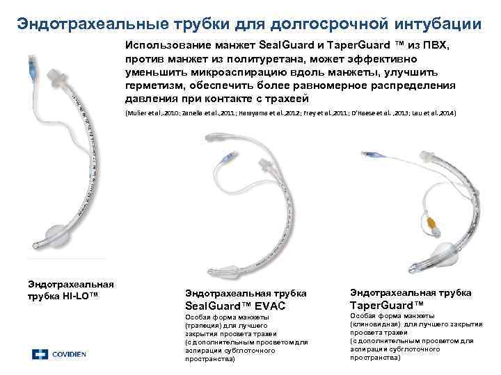 Эндотрахеальные трубки для долгосрочной интубации Использование манжет Seal. Guard и Taper. Guard ™ из