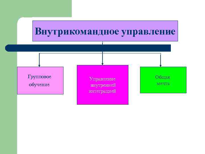 Внутрикомандное управление Групповое обучение Управление внутренней интеграцией Общая мечта 