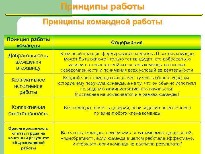 Принципы работы команды проекта