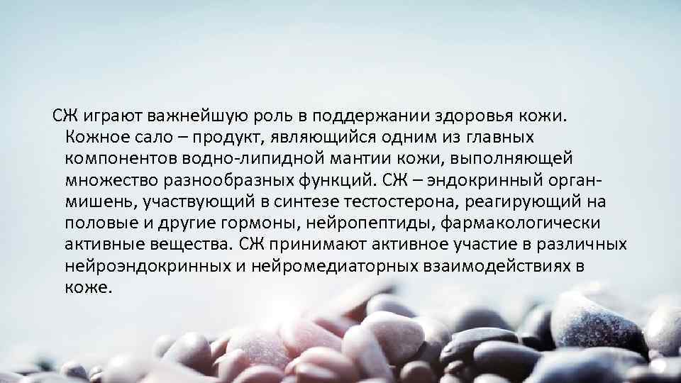 СЖ играют важнейшую роль в поддержании здоровья кожи. Кожное сало – продукт, являющийся одним