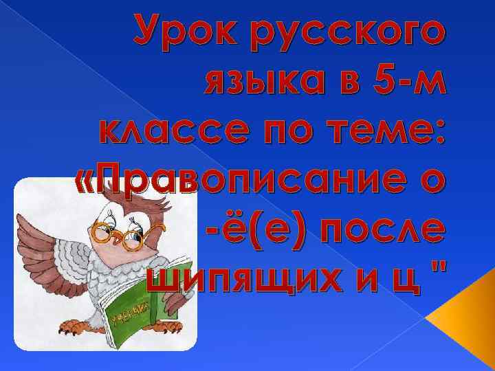 Урок русского языка в 5 -м классе по теме: «Правописание о -ё(е) после шипящих