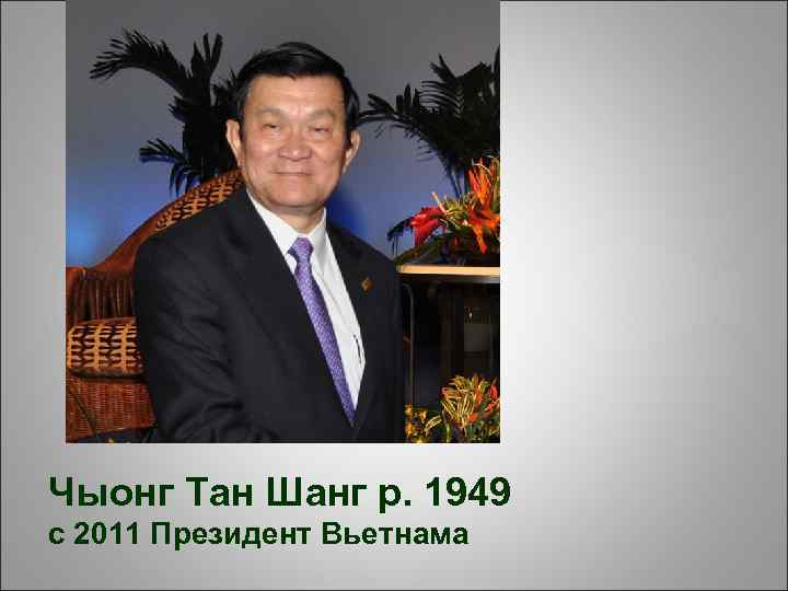 Чыонг Тан Шанг р. 1949 с 2011 Президент Вьетнама 